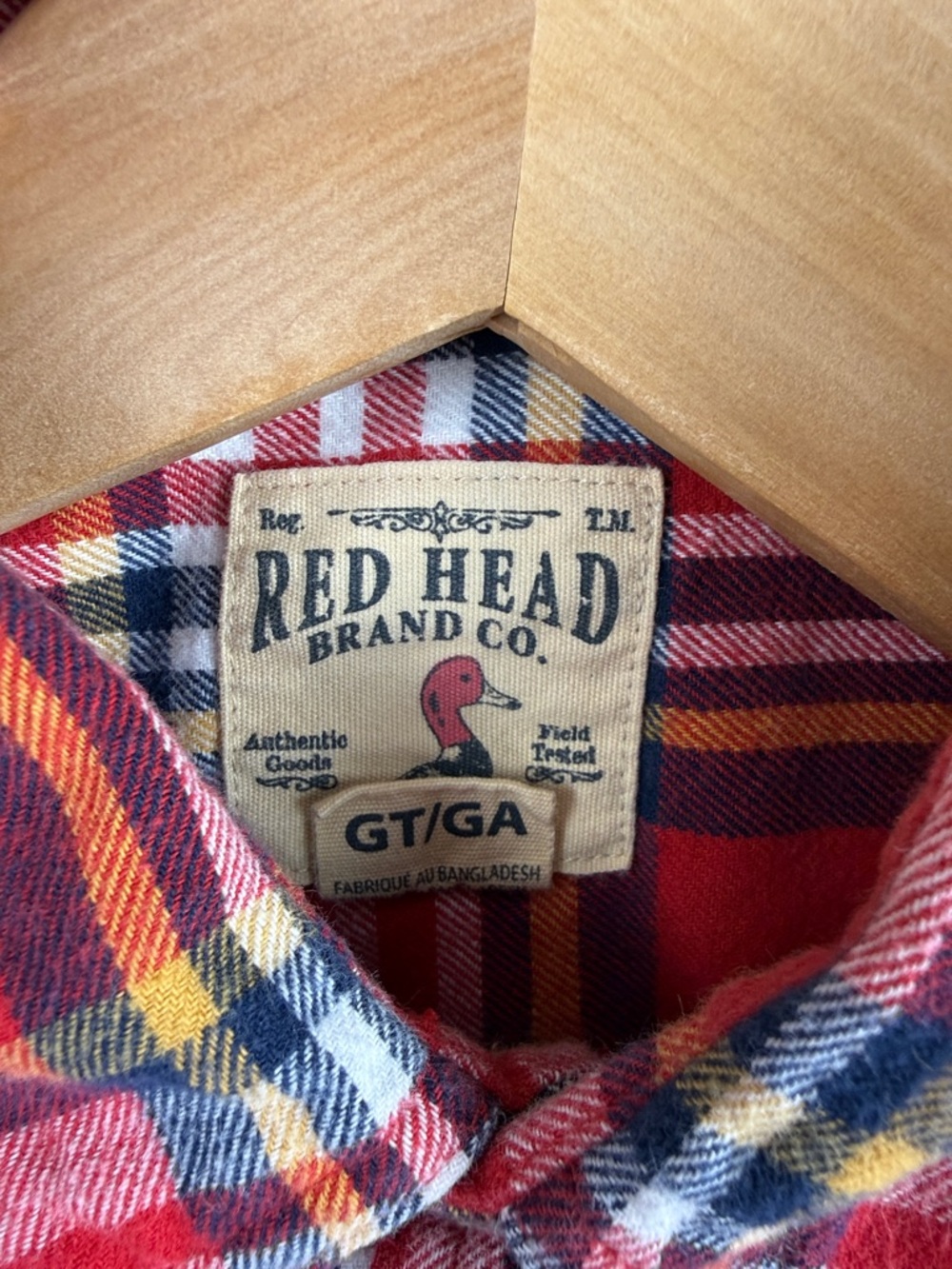Red Head Brand Co Plaid Red Button Down Flannel Men's Size Large Tall - Picture 3 of 9